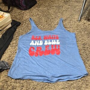 District Blue Tank with Red Graphic